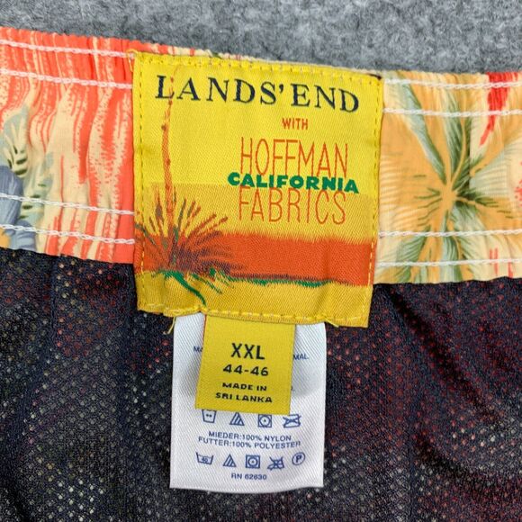 Lands End Hoffman California Swim Trunk Men XXL 2XL Floral Red Brief Lined Short - Picture 6 of 14